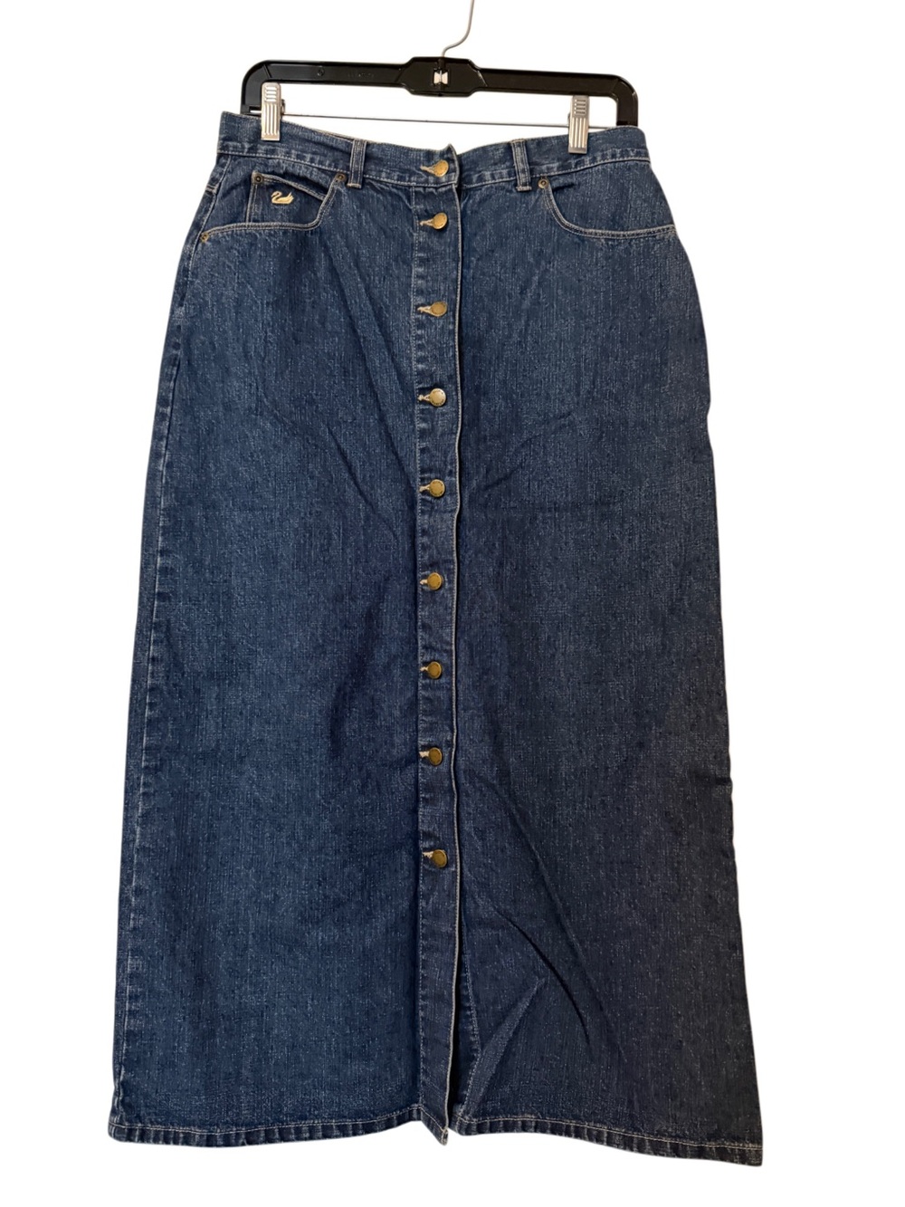 Vintage Gloria Vanderbilt Denim Maxi Skirt 10 Button Front High Waisted 90s Boho